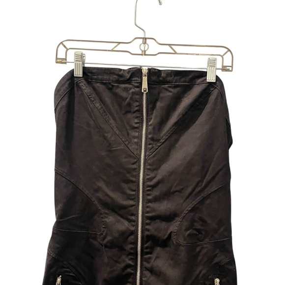 Diesel Strapless Black Dress Women's Size Medium Cotton Blend Zippers Open Back - Picture 3 of 6